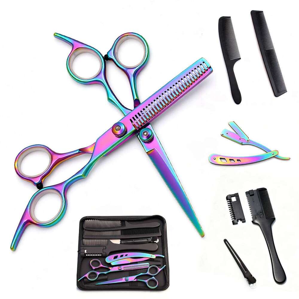 6 Inch Multifunctional Hair Cutting Scissors Complete Kit with Straight Thinning Shears Comb Professional Home Use and Salon H260303