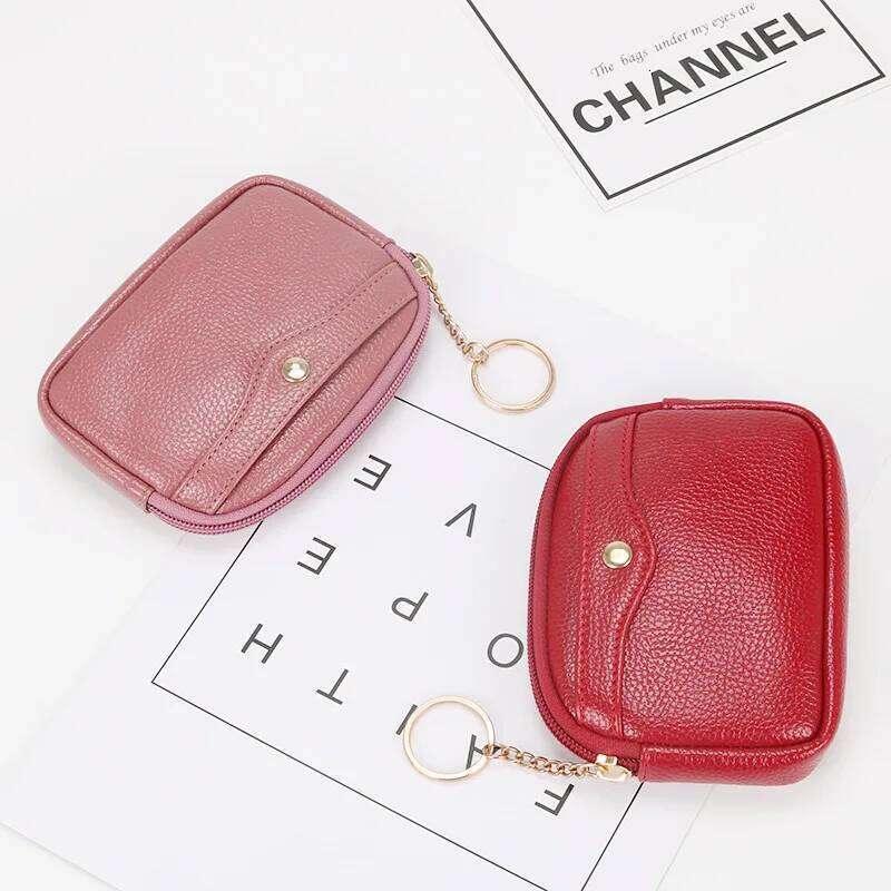 New Women's Short Coin PU Leather Female Purse Card Holder Mini Pouch Change Wallet with Key Ring Lady Handbag C260304