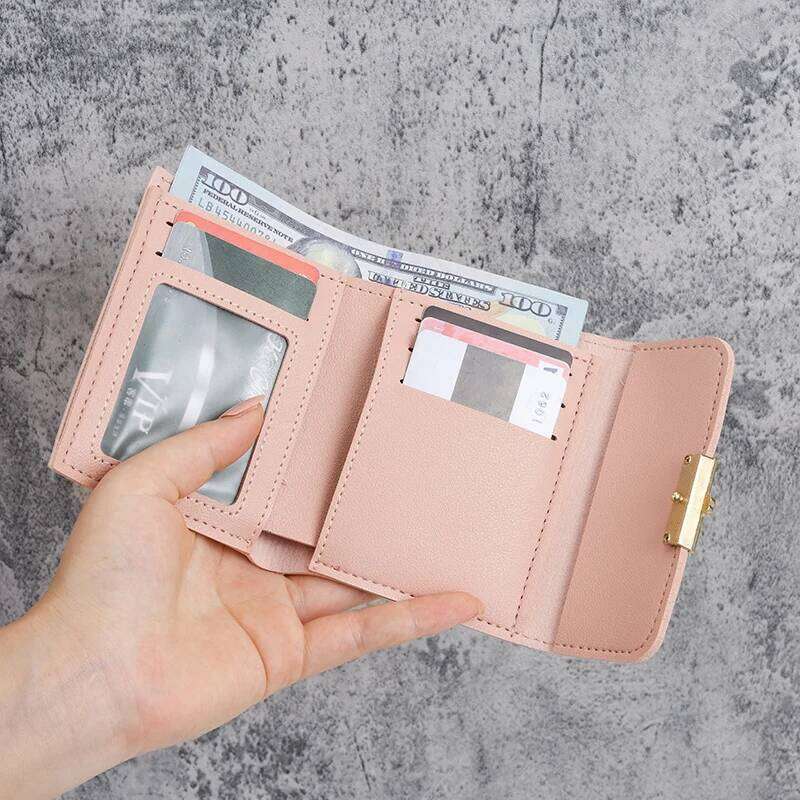 2024 new small female short Korean version of the tide folding personality students cute mini fashion coin purse wallet C260304