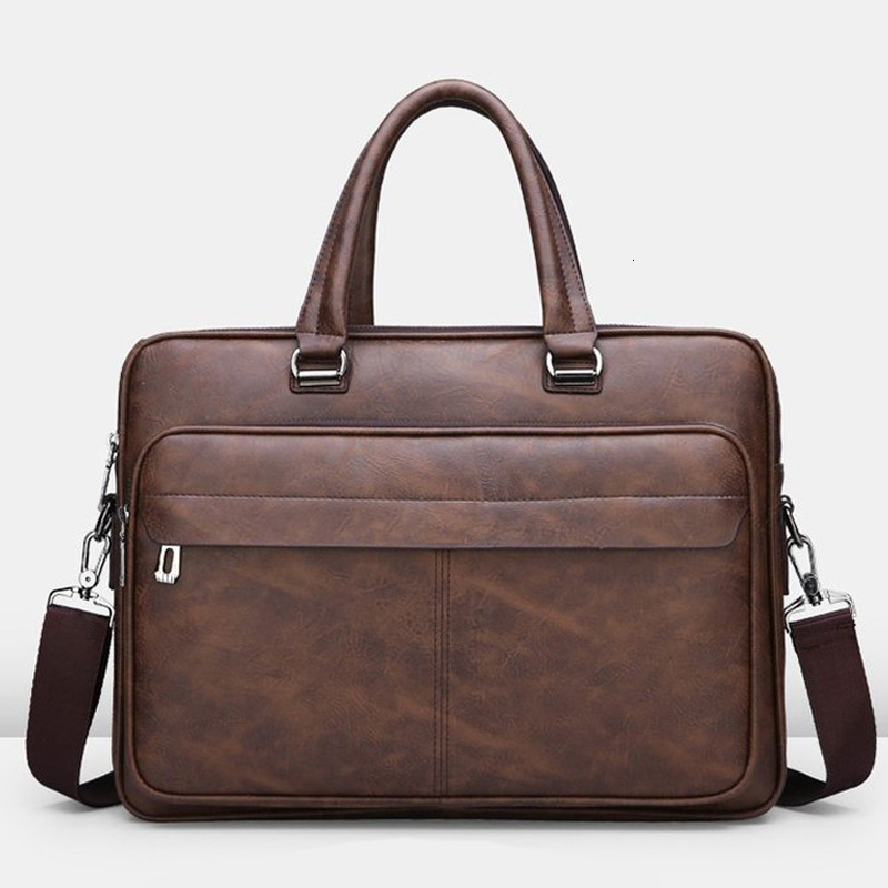 High Quality Men Briefcases Bag For 14 inch Laptop Business Travel Bags Handbags Leather Office Shoulder Bags For Man 240822