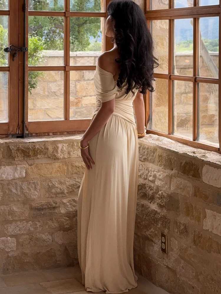 Nibber Patchwork Dress Women Inclined Shoulder Y2K Sexy Irregular Ruched Stretch Summer Temperament Classic Vestidos Clubwear M260304