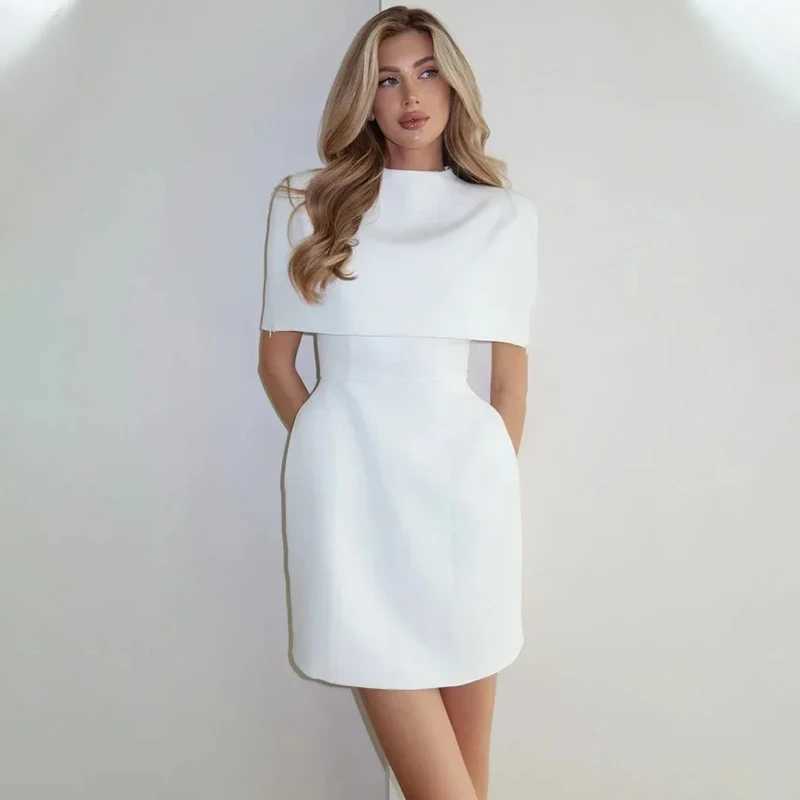 TARUXY Elegant Waist-Cinching Sleeveless Short Dress Womens Round-Neck Short Cape Birthday Dress Female Banquet Party Dress New M260304