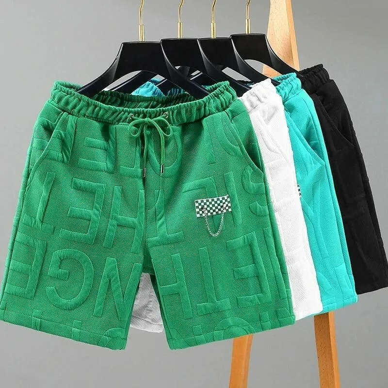 Men's Shorts Letters Fashion Knitted Men Comfortable Elastic Waist Clothing Male Breathable Short Trousers Daily CommuteMen's Clothing
