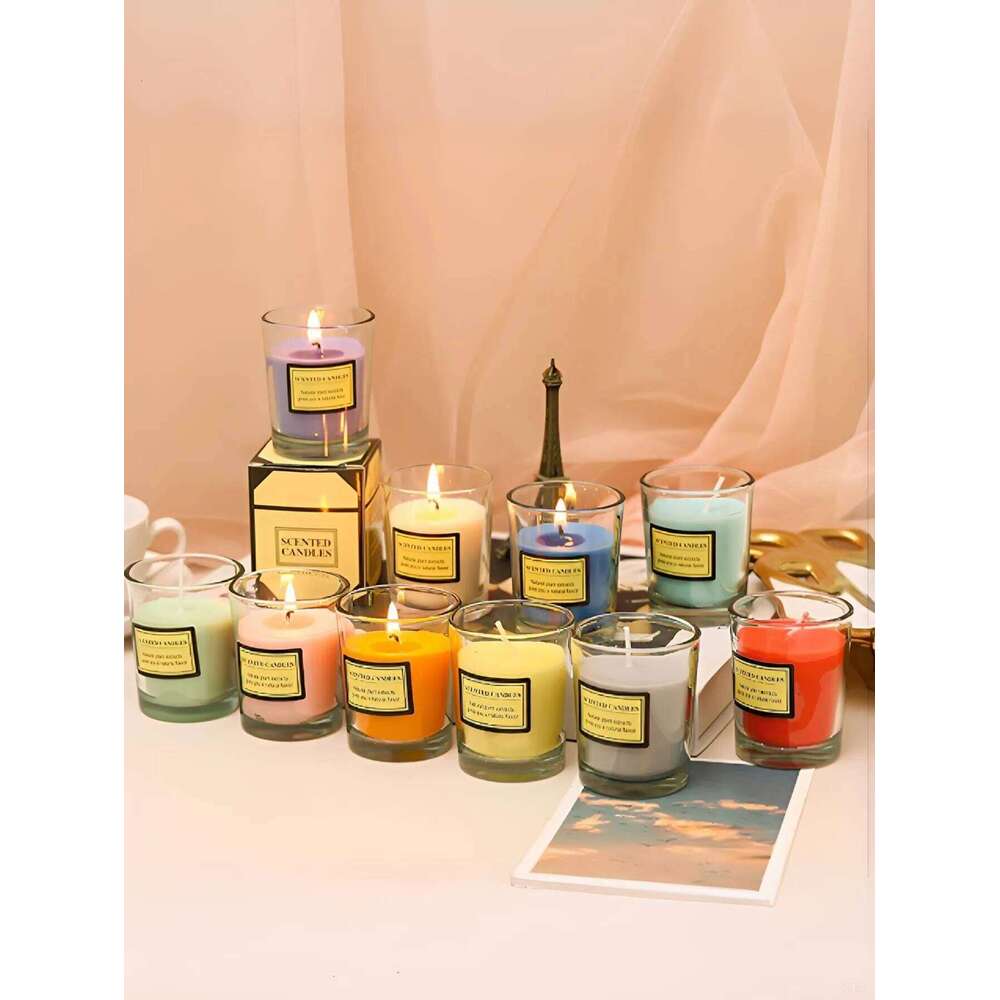 Minimalist Frosted Glass Jar Candle - Trendy Scented Decor, Multi-Purpose for Living Room Office Home Ambiance W260304