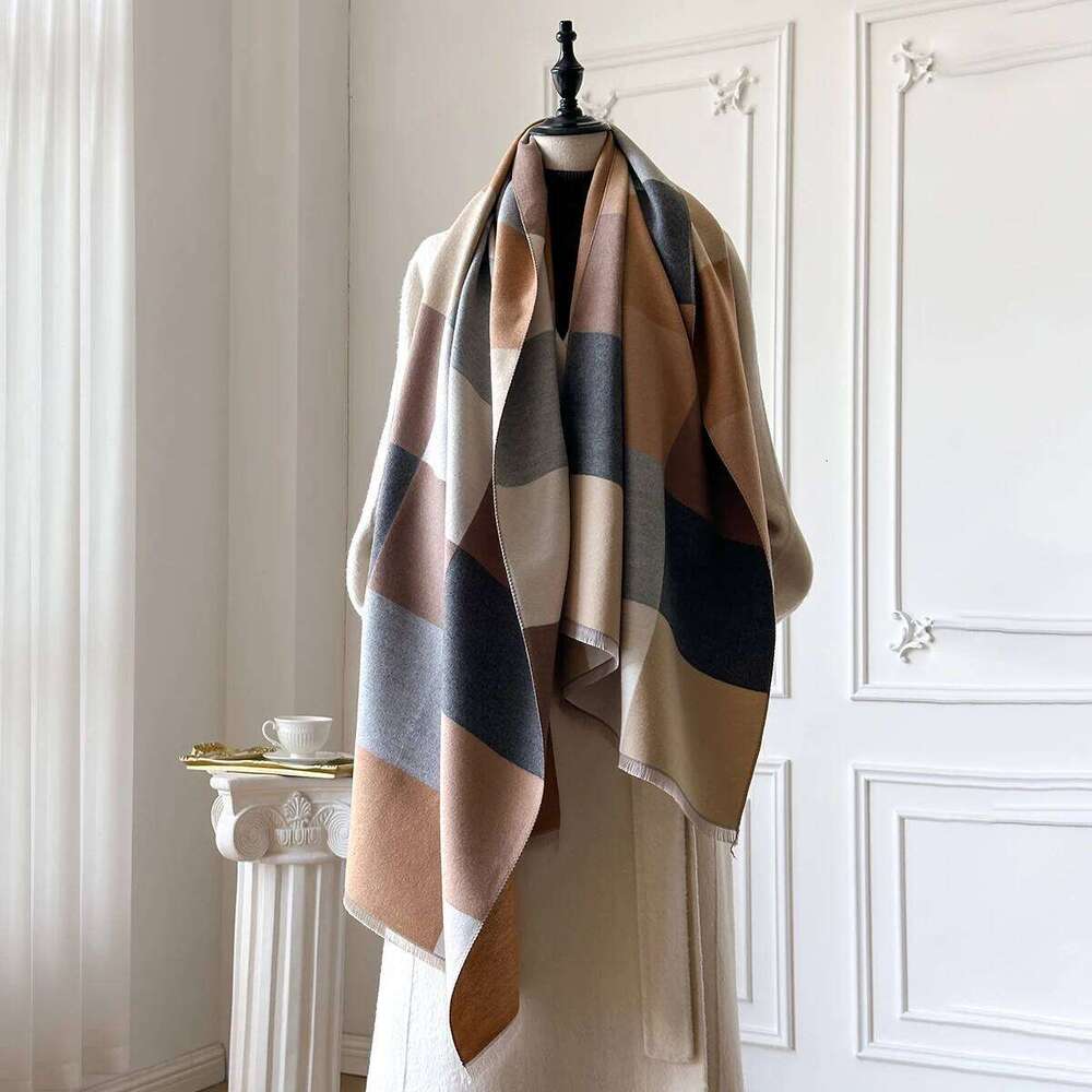 Women's Luxury Faux Cashmere Scarf for Autumn Winter - New Warm Pashmina Blanket Poncho, Fashion Print Thick Shawl XJ260304
