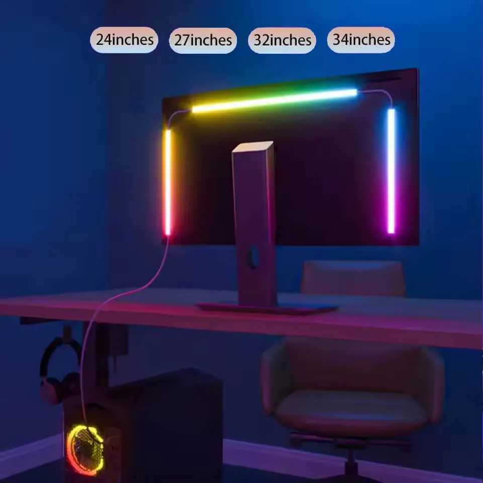 PC Backlight Music SYNC Monitor Ambilight LED Lights USB RGB-IC LED Strip Light Magic Color Lamp Tape for Gaming Room Decor H260304