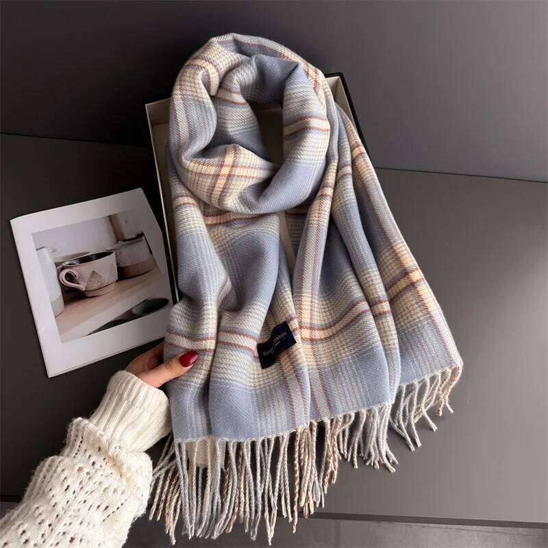 Neck Keep Warm Scarf For Women Men Winter Thickened Tassel Pashmina Shawl Faux Cashmere Warps Autumn Elegant Ladies Blanket XJ260304
