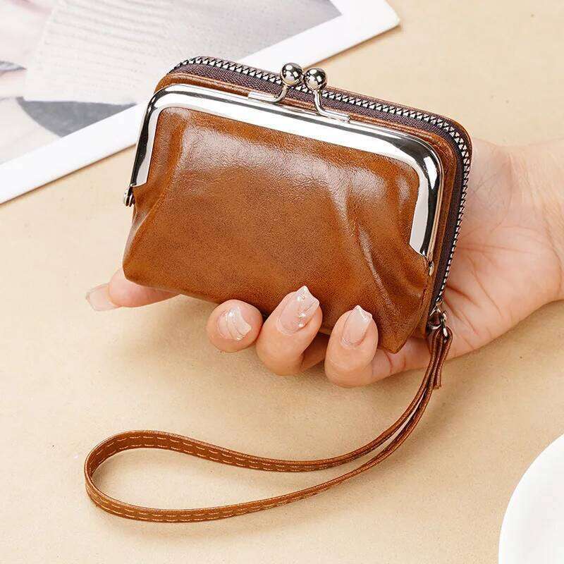 New ladies' buckle PU coin purse Fashion zipper clip bag mini handbag women daily multi card slot wallet for shopping C260304