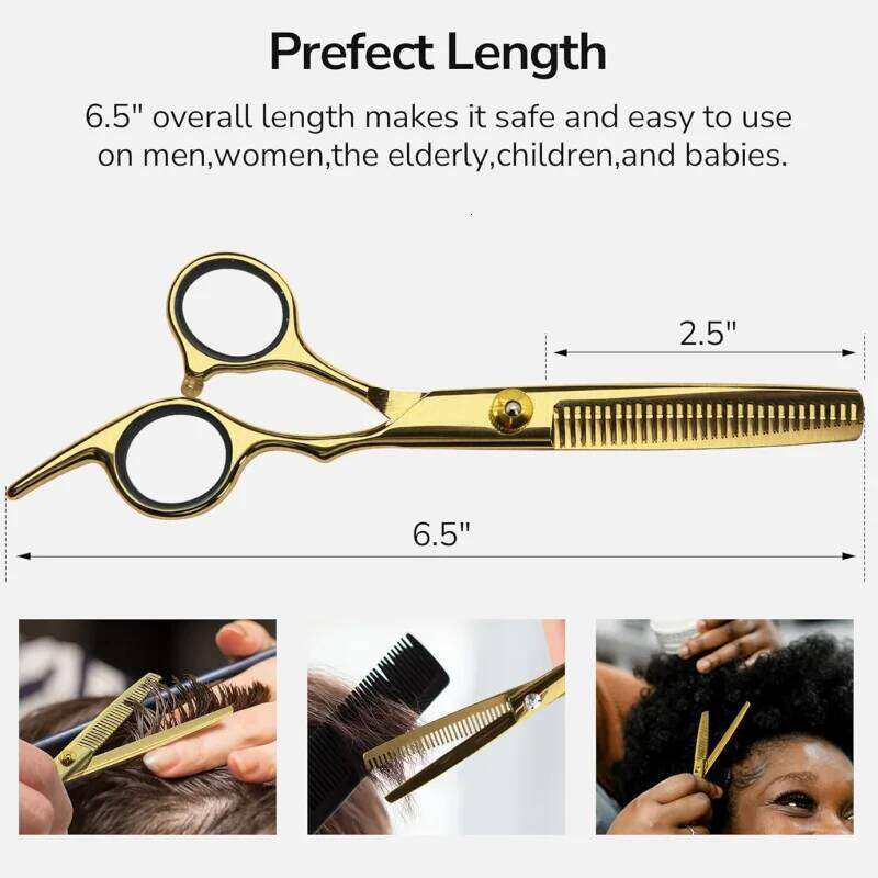 wingsbro 6.5" 2Pcs Set, Straight Scissors and Thinning Shears, Hair Cutting Shears for Men, Women, Children H260303