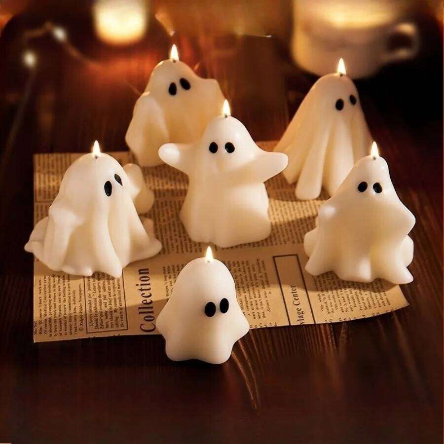 1pc Scented Candle, White Spooky Ghost Shaped Candles with Long Lasting Fragrance for Halloween Party Decorations W260304
