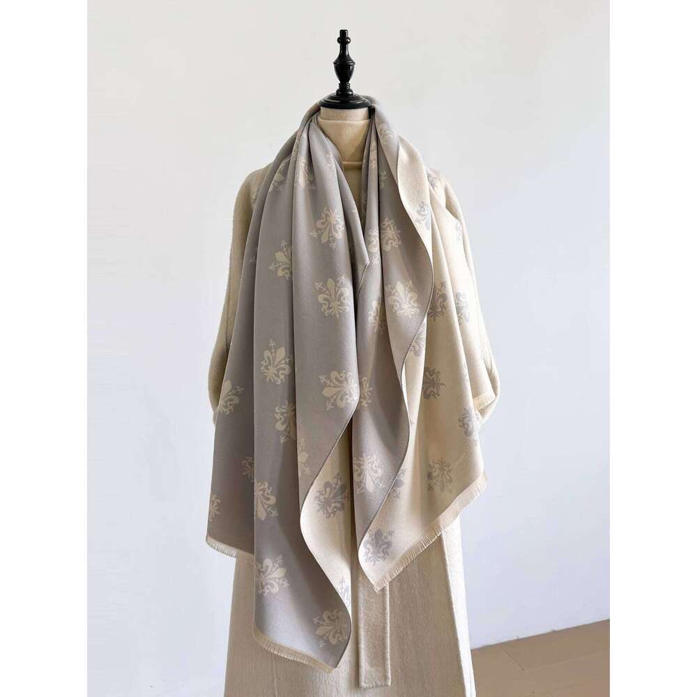 New Winter Elegance Women's Pattern Scarf - Thick Faux Pashmina Two-Sided Shawls, Cozy Warm Foulard & Female Blanket Wraps XJ260304