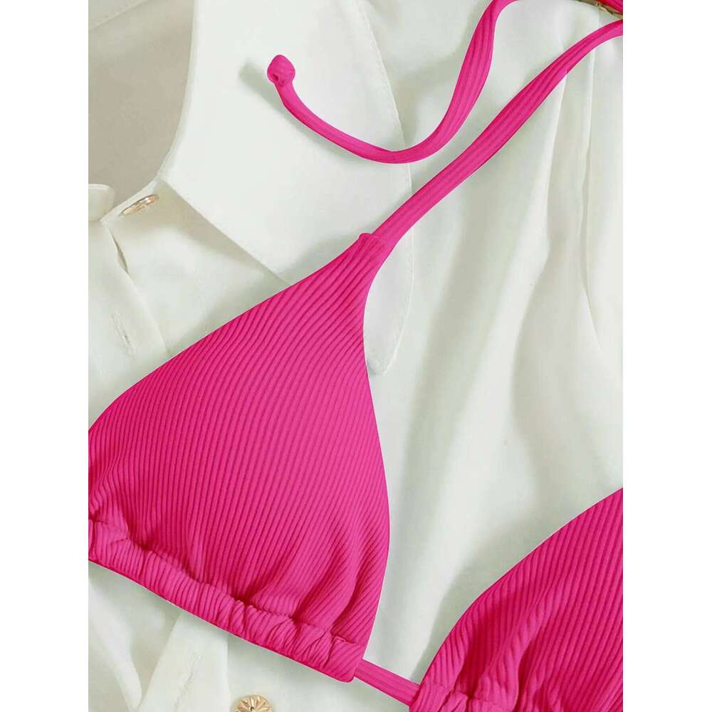 Summer pink bikini set sexy mature spring seaside photo shoot suitable for women Y260303