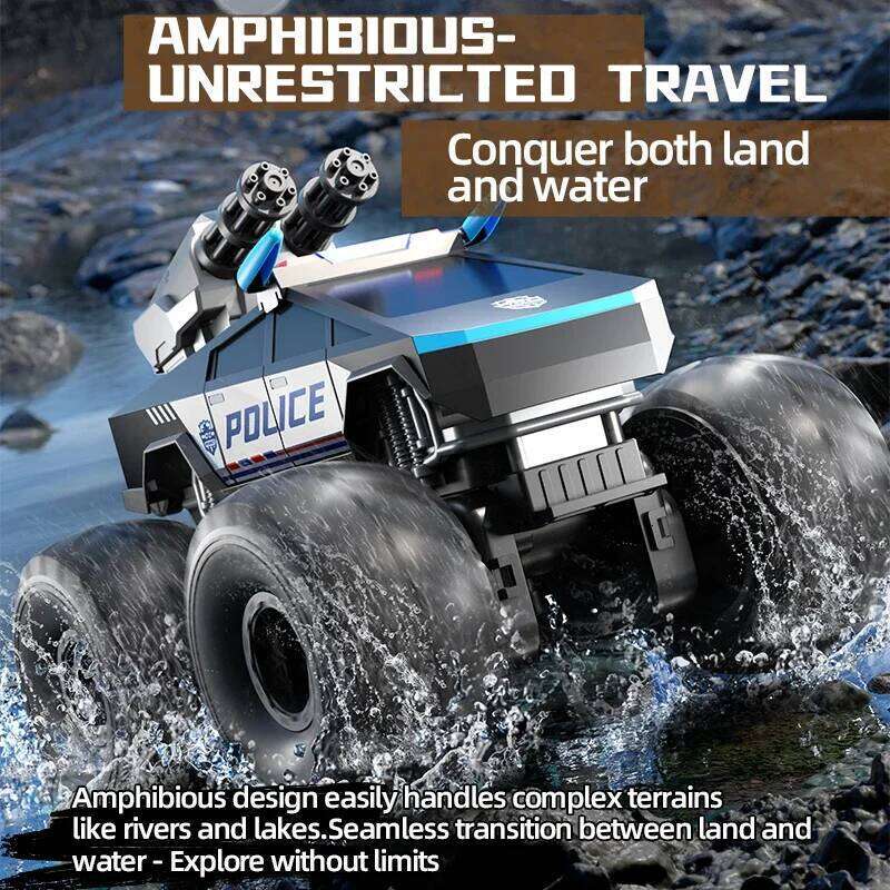 JJRC Q213 RC Off-road Stunt Amphibious Vehicle Children's Toy Cars 4WD 2.4G Pick-up Truck Water Cannon Remote Controlled Car Z260303