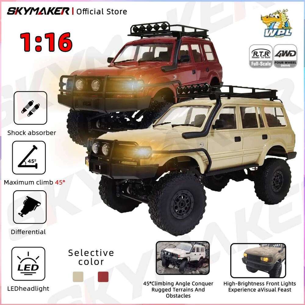 WPL C54 C54-1 1/16 LC80 Model 2.4G 4WD Off Road Remote Control LED Climbing RC Truck Electric Toy Car Gift for Boy Z260303