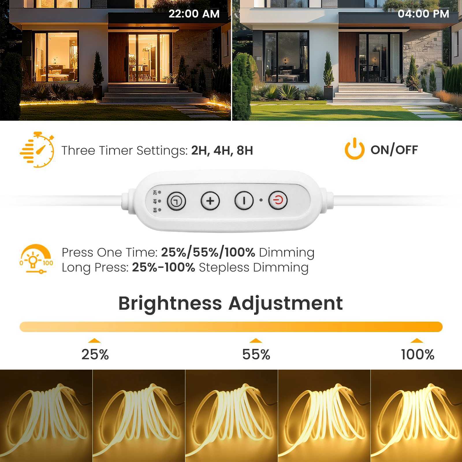 AC 220V COB LED Strip Dimmable Timing Flexible Ribbon 288Leds/m High Brightness COB Led Light for Room Outdoor Garden Lighting H260304
