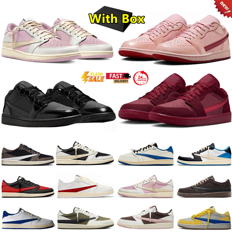 2026 with box 1 low 1s mens basketball shoes Cactus Jack x Olive Altitude Gym Red Paint Drip Bred Toe Valentines Day Royal men women trainers sports sneaker flat shoe GAI
