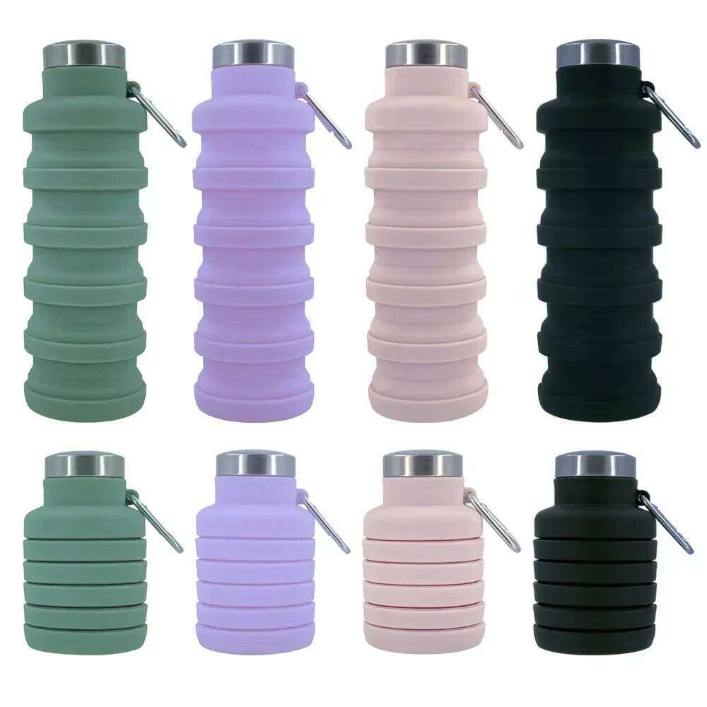 New Portable Silicone Water Retractable Folding Coffee Bottle Cups E Outdoor Travel Tools Collapsible Sport Bottles S260303 e9d