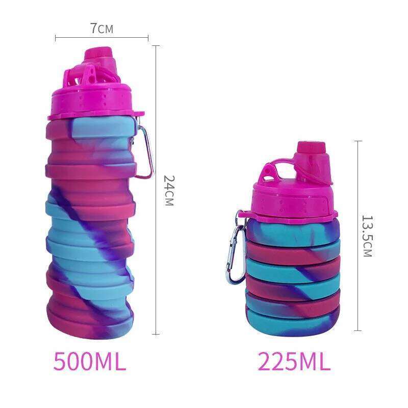 Outdoor Sports Food Grade Telescopic Camouflage Color Water Bottle Portable Silicone Folding Cup S260303