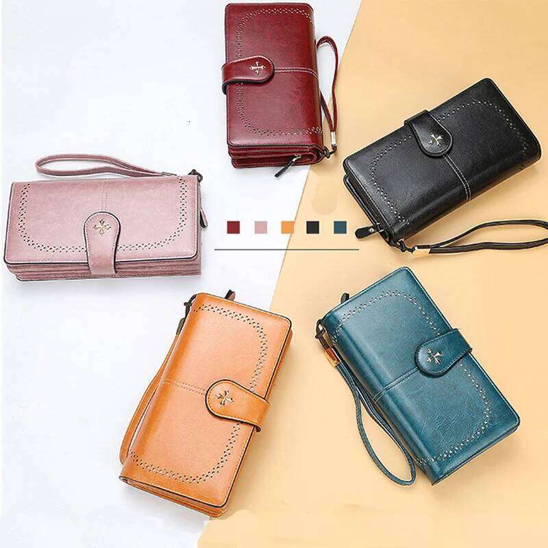 Large Capacity Women Bank Cash Hollow Out Long Wallets Fashion Top Quality PU Leather Card Holder Wallet For Woman C260304