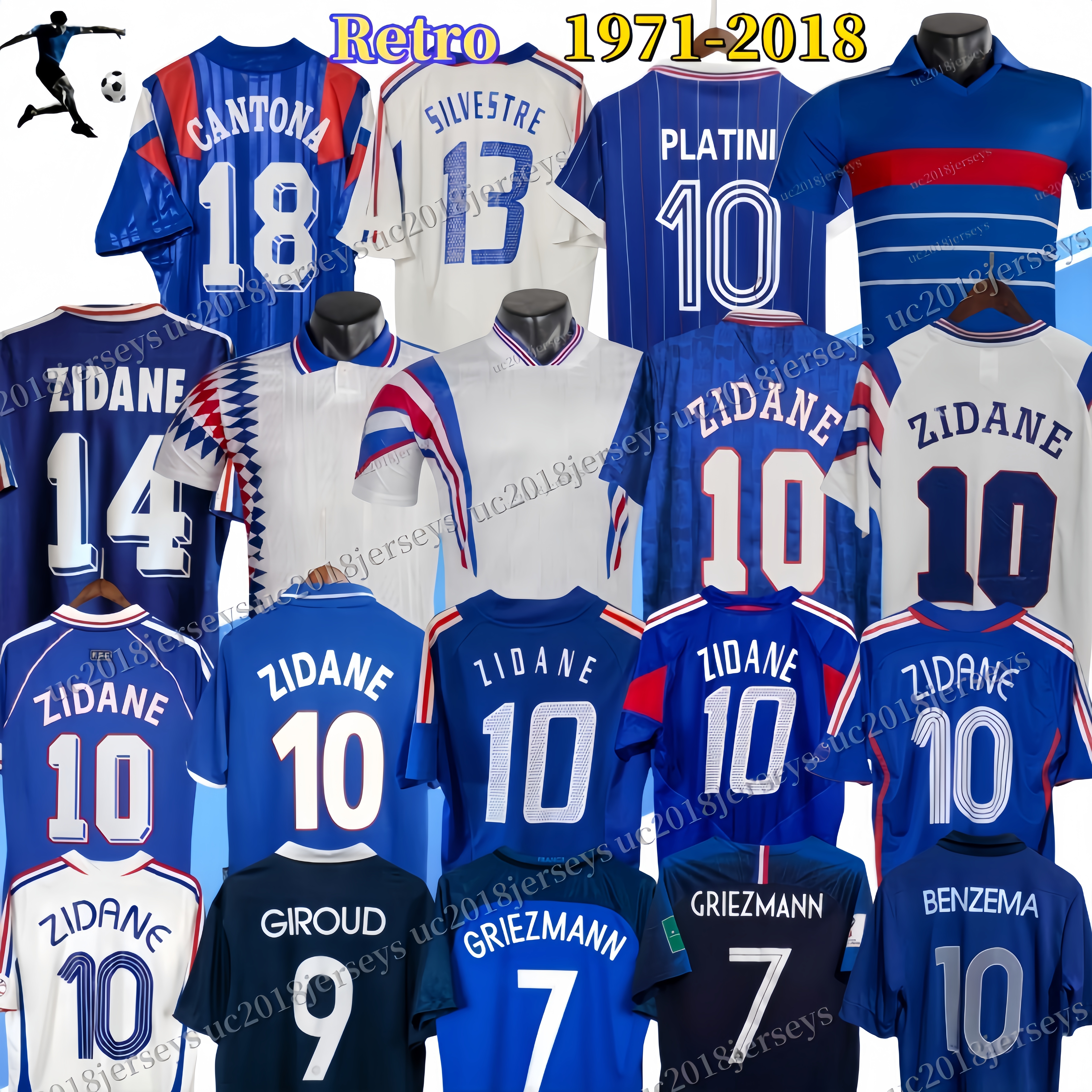 Francejerseys retro soccer jerseys 1982 84 86 96 98 04 06 08 14 19 ZIDANE HENRY MAILLOT DE FOOT football shirt REZEGUET french club Classic Vintage Jersey