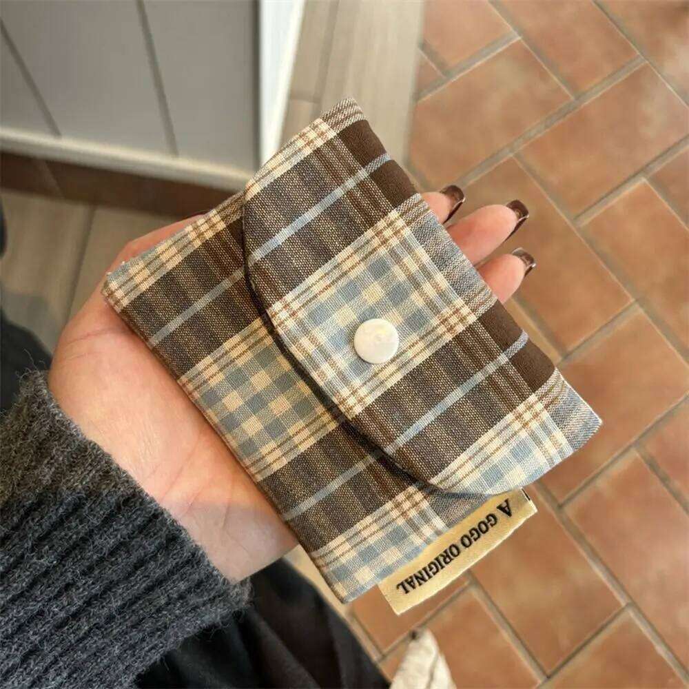 Canvas Retro Plaid Zipper Portable Mini Cash Wallet Coin Purse Multifunctional Cloth Envelope Wallets Women C260304