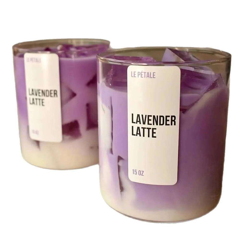 Matcha Iced Coffee Scented Glass Jelly Wax Home Festival Decoration Fragrance Candle Jar W260304