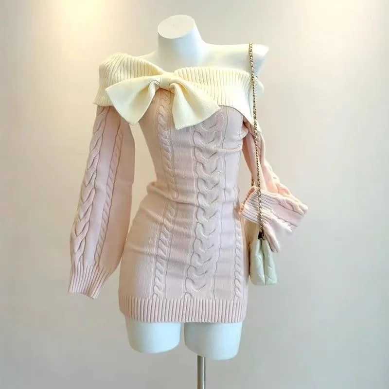 Sexy Bodycon Slim Knitted Dress Solid Elegant Short Party Dress Harajuku Y2k Fashion Dress Woman Chic Design M260304