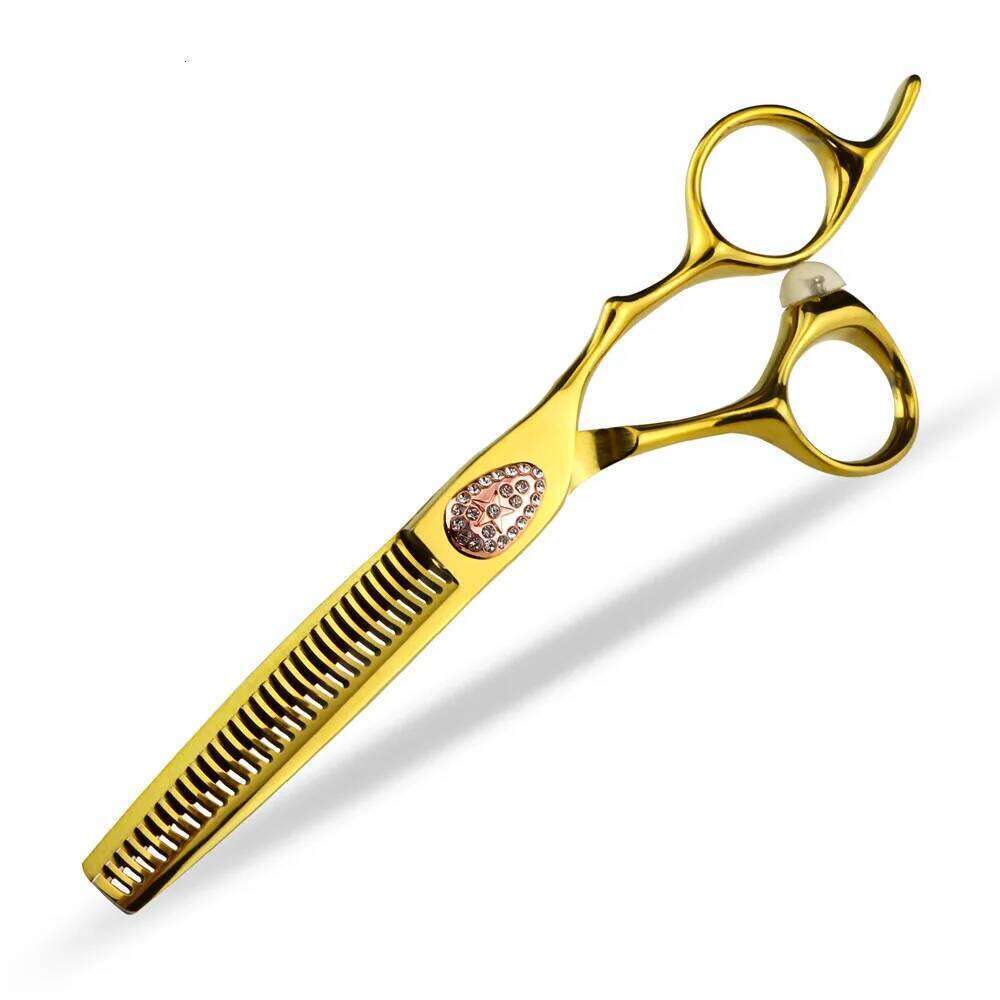 Professional JP440c steel 6 '' scissor Gold Gem hair haircut thinning barber tools cutting shears hairdressing scissors H260303