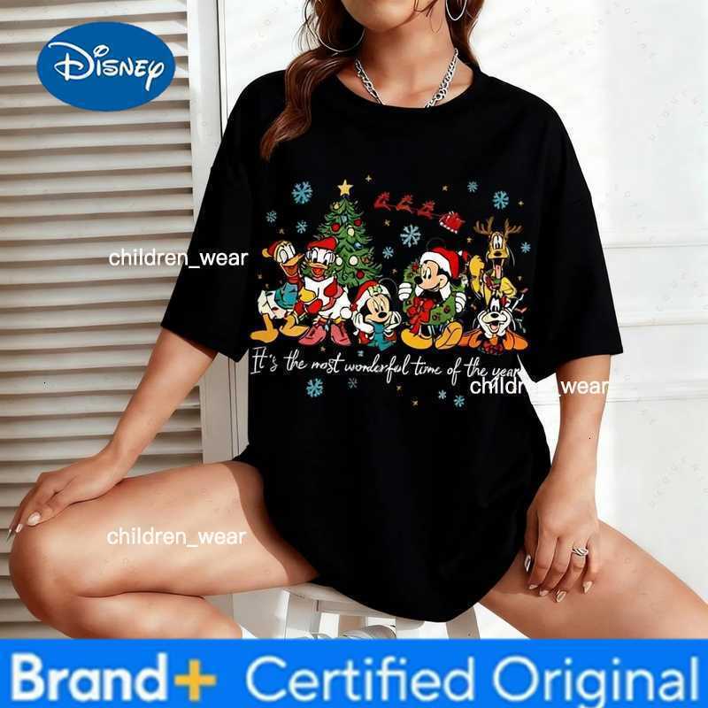 Disney 2026 Mickey And Minnie Gradient Graphic Printed Cotton T-Shirt Sweat Absorbing Family T-Shirt Clothing For Parents And Children H260304