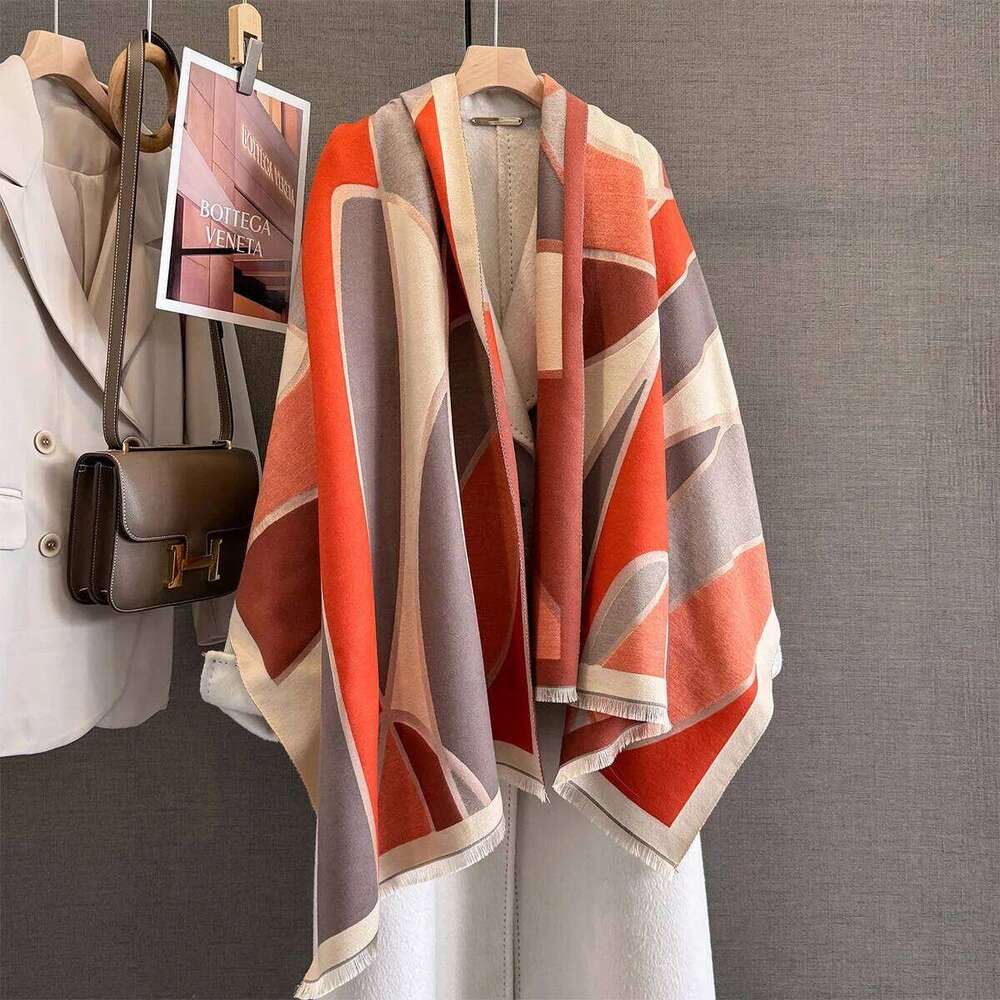 Neck Warmer Scarf For Women Winter Thickened Tassel Pashmina Shawl Faux Cashmere Warps Autumn Fashion Print Elegant Blanket XJ260304