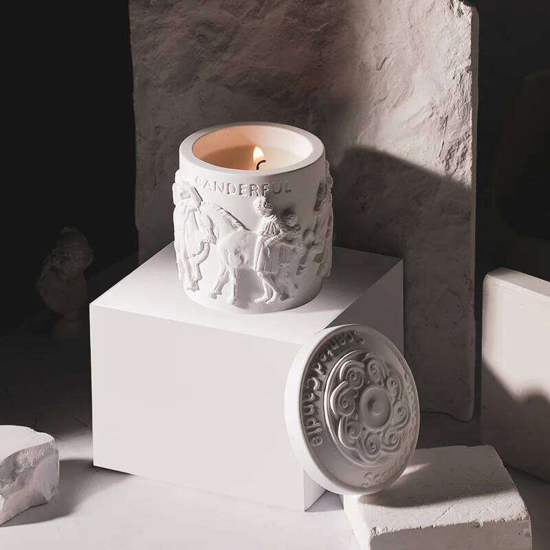 Luxury The Parthenon Sculpture Jar Aromatherapy Candle Plaster Cup Soy Wax Plant Essential oils Candles Home Decoration W260304