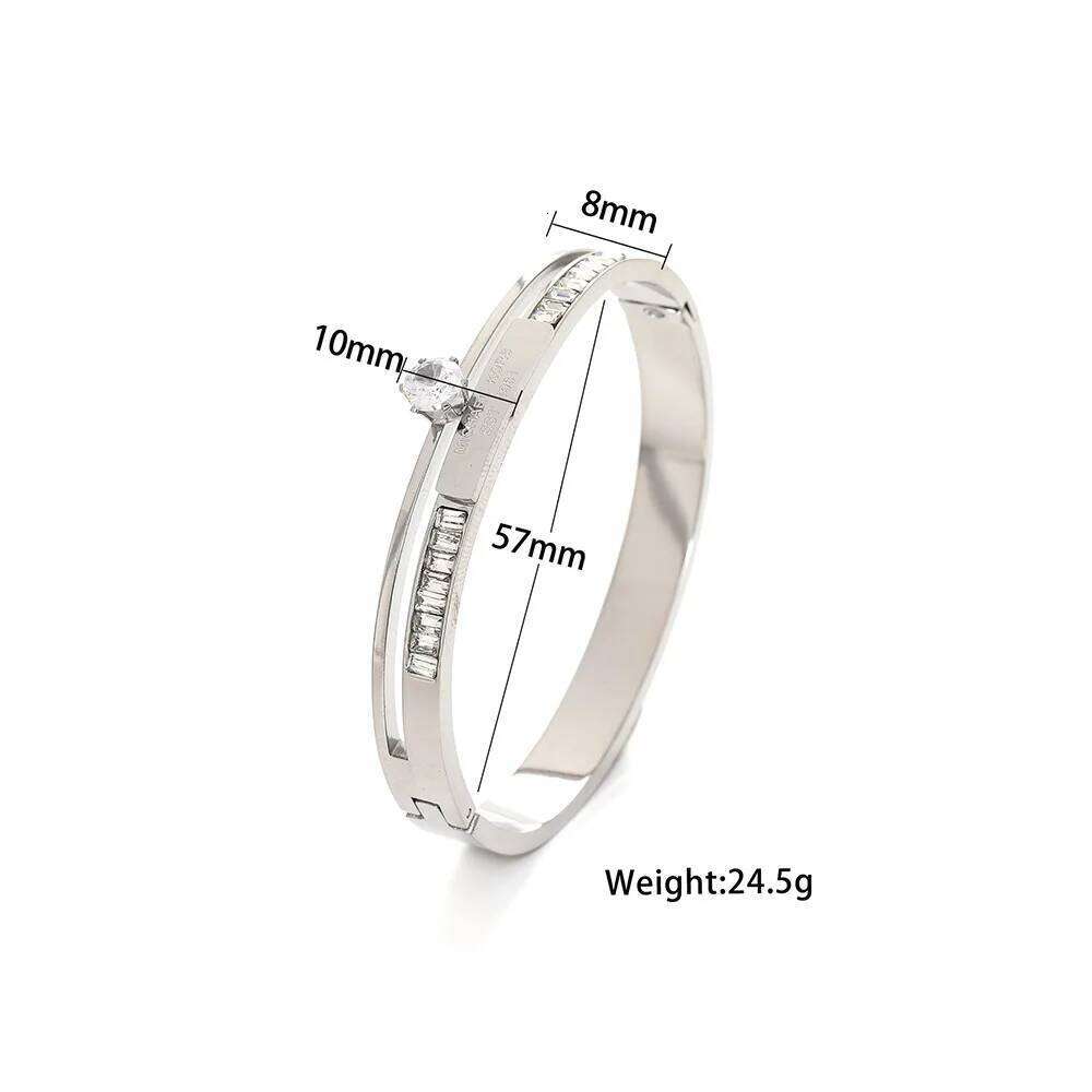 Freshly released 18K gold-plated stainless steel women's bracelet: unique stone set pattern, fashionable wrist jewelry XJ260303