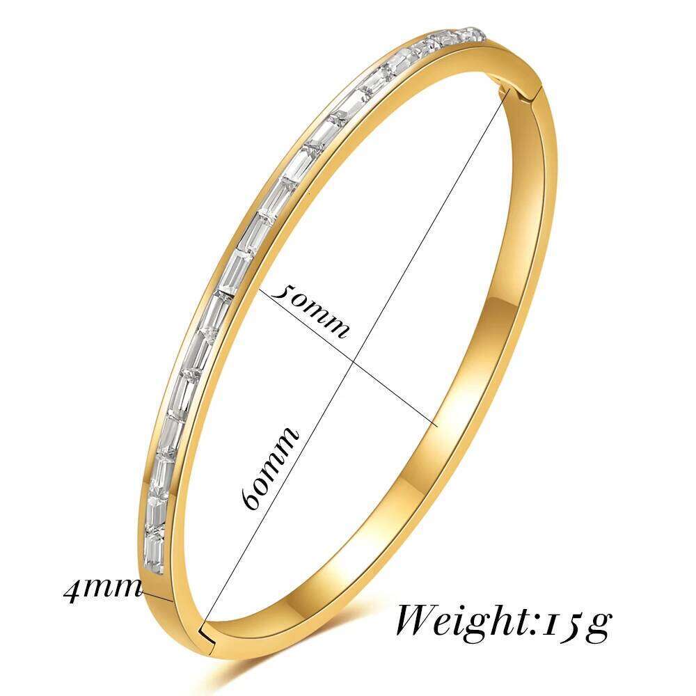 Fashion 4mm Open Stainless Steel Bracelet for Women Simple Luxury Zircon Bracelets Trendy Jewelry Girl Gifts Waterproof XJ260303