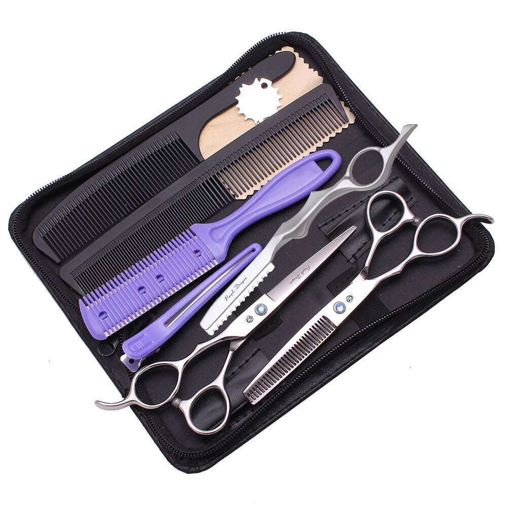 Left Hand Hairdressing Purple Dragon 6'' Barber Shop Cutting Shears Thinning Professional Hair Scissors Z8001 H260303