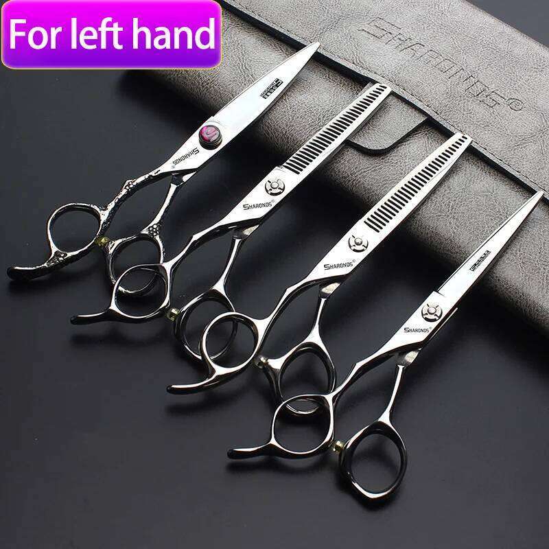 Left-handed Professional Trimming Clippers Flat Scissors, Tooth Scissors 5.5 6 Inches Hair Cutting Tools H260303
