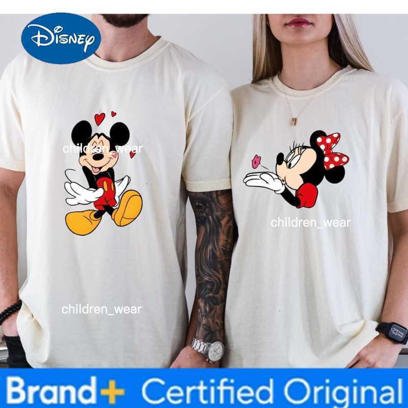 Disney Summer Minnie T-shirts Valentines Day Couple Outfits Plus-size Mens Shirts Couple Cotton Tops Childrens Womens Tops H260304