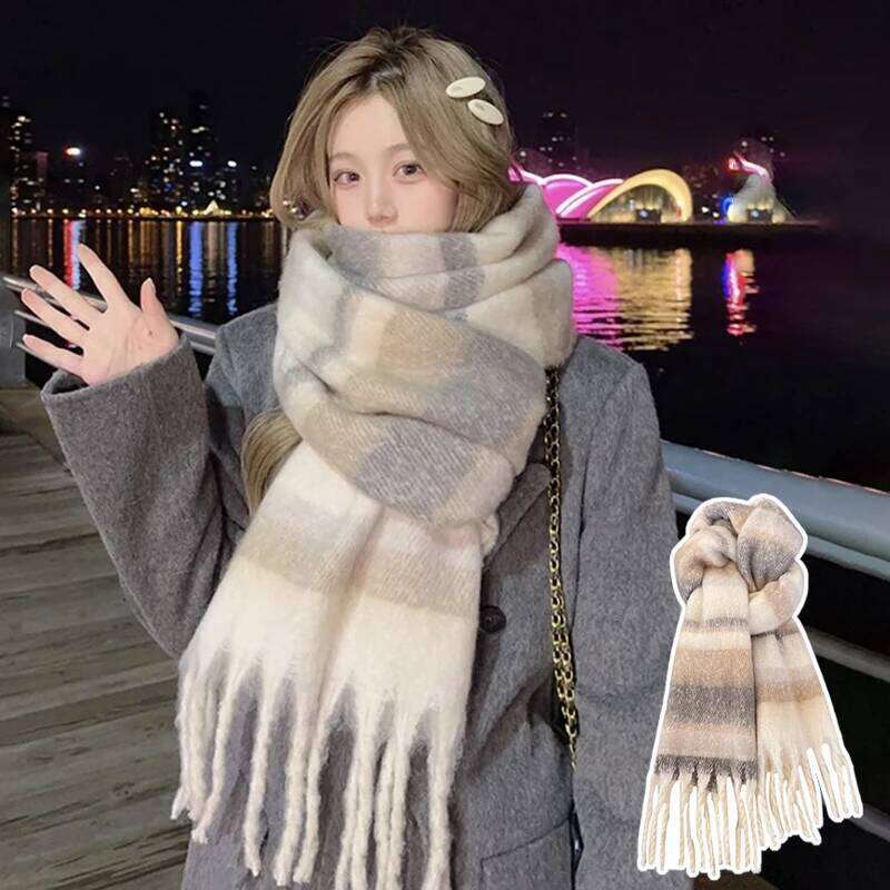 Maillard Korean Design Style Scarf, Winter Imitation Cashmere Shawl for Women, High-end Warm Retro Fashion Versatile Accessory XJ260304