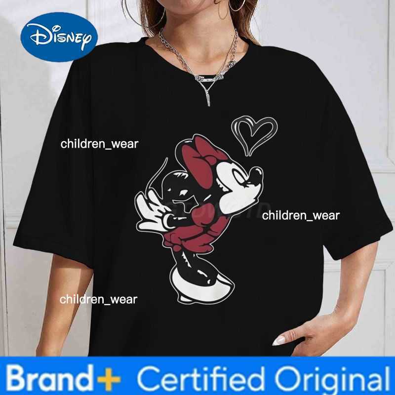 Disney Fun Mickey Mouse Minnie Kiss Print T Shirts Women Men 100 Cotton Casual Couple Streetwear Classic Character Mickey T-shirts H260304