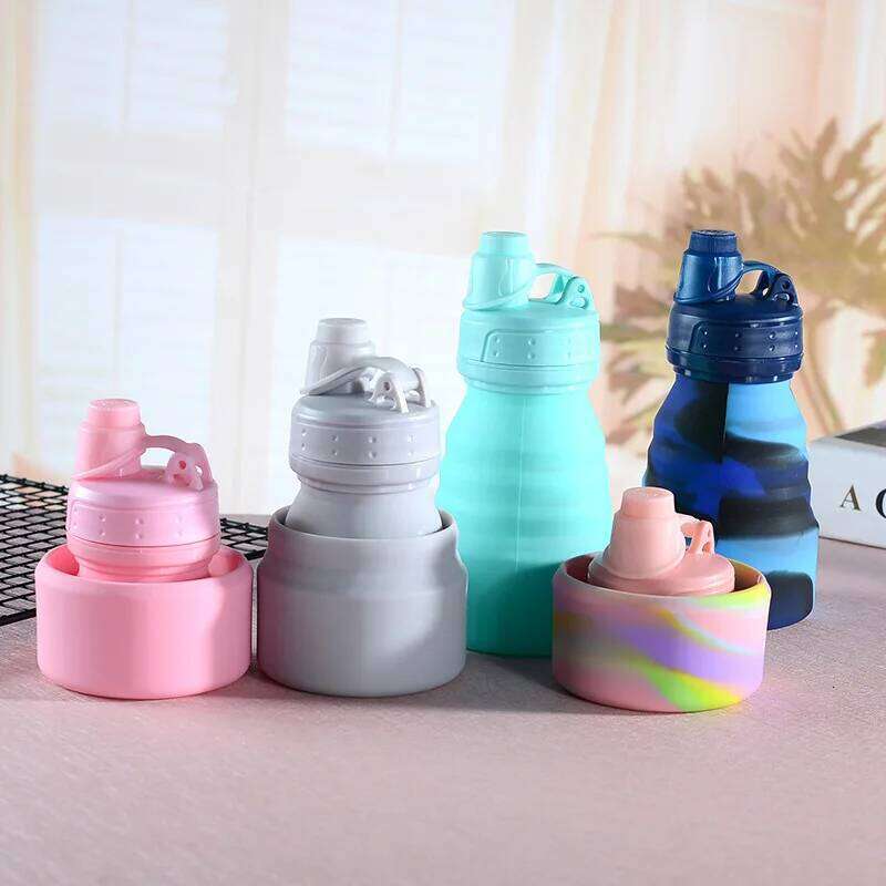 New Silicone Folding Travel Fitness Sports Water Bottle Warm Hand Portable Anti Drop Big Belly Cup S260303
