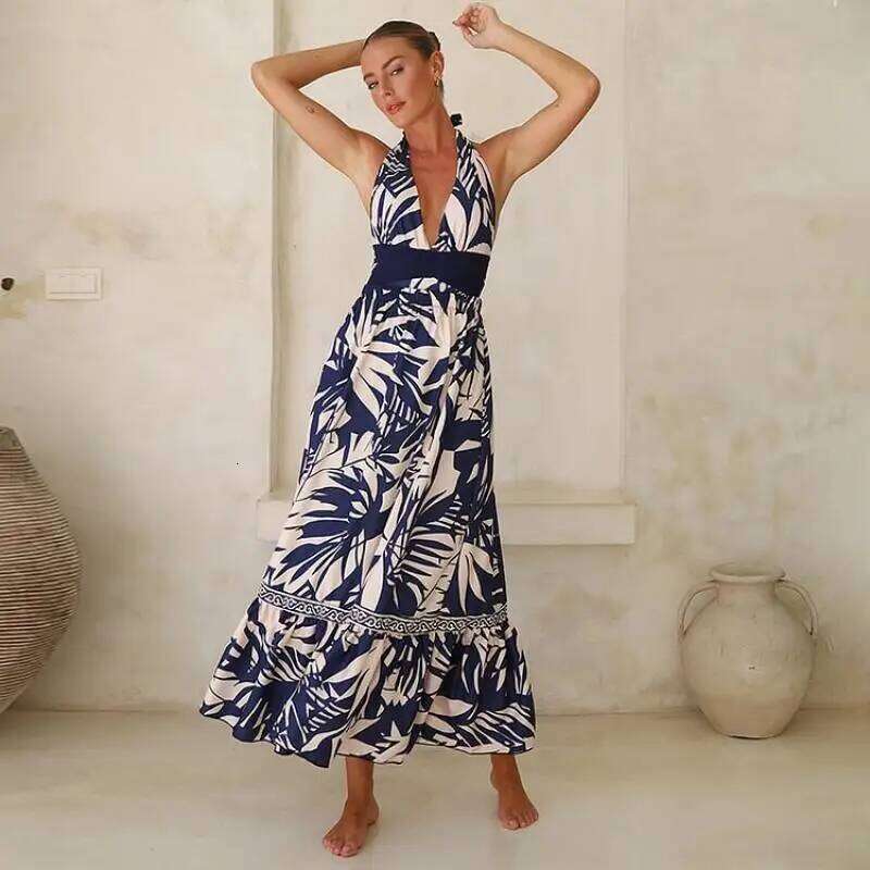 Flaxmaker 2025 Women Summer Sexy V Neck Leaves Print One Piece Swimsuit and Pants/Skirt Femme Retro Swimwear Sets Beachwear Y260303