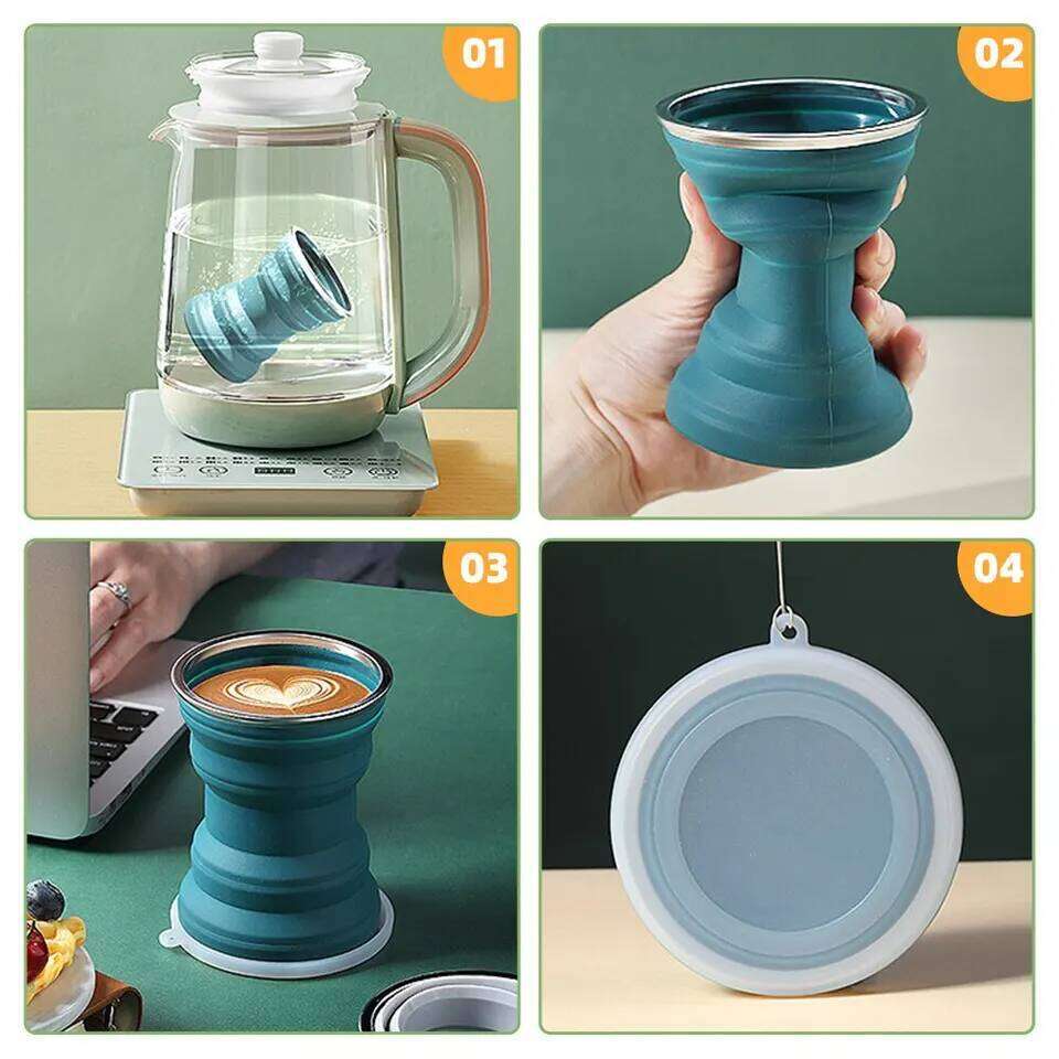 Portable Silicone Foldable Cup With Lanyard Heat Resistant Collapsible Cups Lid Folding Storage Travel Mug For Hot Water S260303 4a1