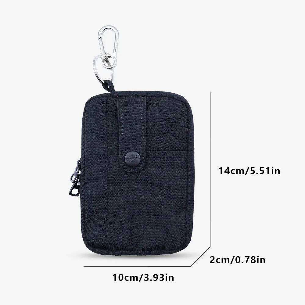 Multifuctional Canvas Earphone Square Solid Color Mini Storage Bag Ultralight with Hanging Hook Travel Coin Purse C260304