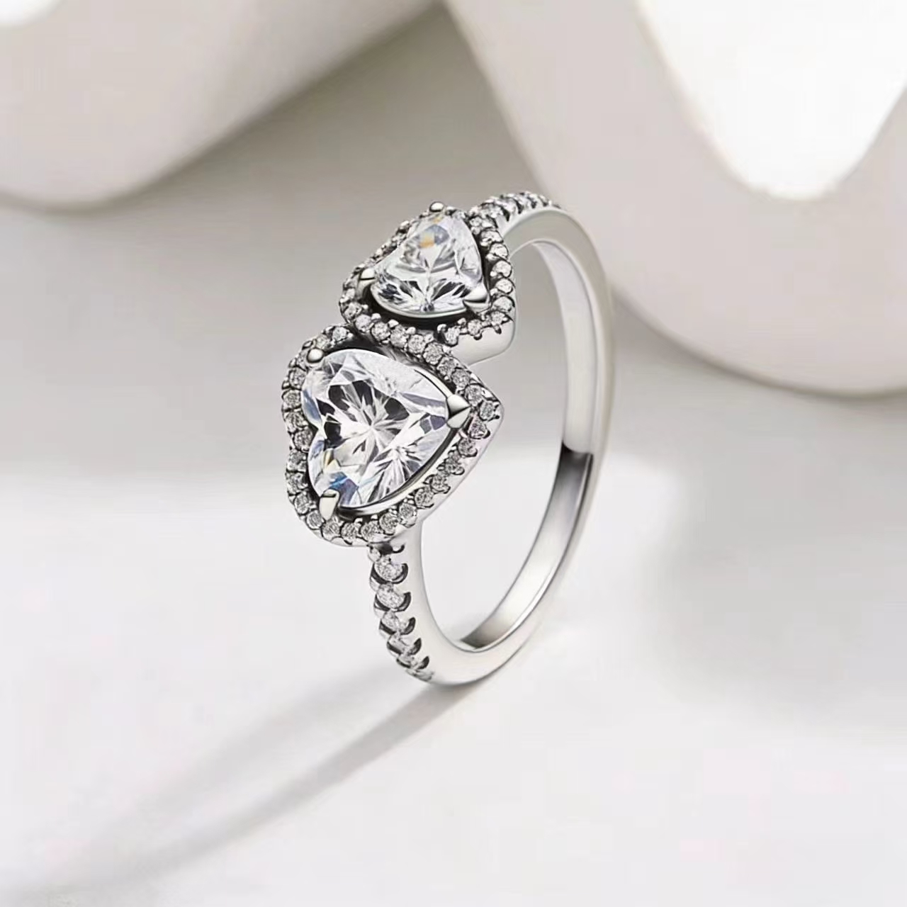 Designer Rings Women S925 Sterling Silver Christmas CZ Diamond Heart Crown Party Wedding Birthday Gifts Jewelry