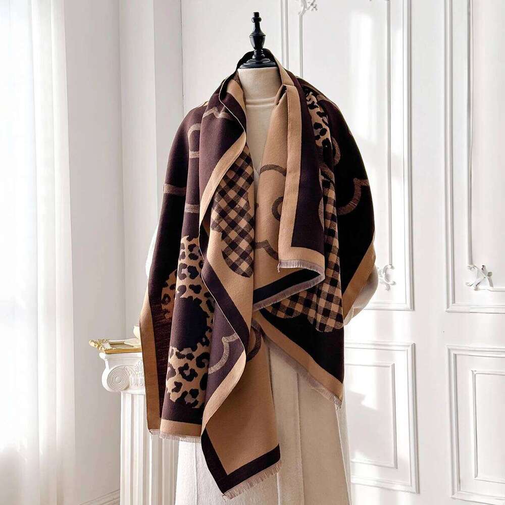 New Fashion Women's Scarves - Floral Leopard Plaid Print Tassels Shawl, Winter Warm Soft Wrap, Vintage Bandana Style Pashmina XJ260304