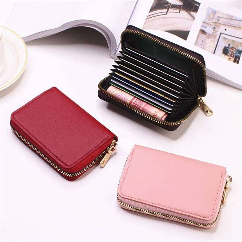 New Casual Wallet Multi-Slot Card Holder Zipper Coin Small Clutch PU Money Bag Purse Cardholder Wallets for Men and Women C260304