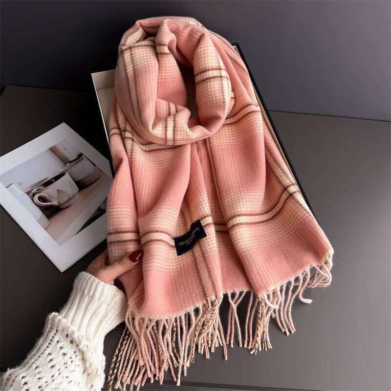 Neck Keep Warm Scarf For Women Men Winter Thickened Tassel Pashmina Shawl Faux Cashmere Warps Autumn Elegant Ladies Blanket XJ260304