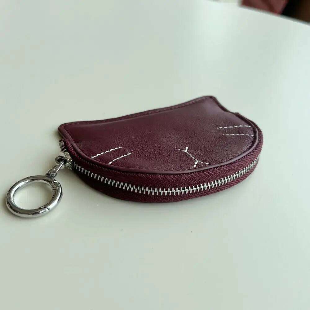 Fashion Cute Cat Small Change Portable Large Capacity Sheepskin Coin Purse Leather Compact Girls Short Wallet Gifts C260304