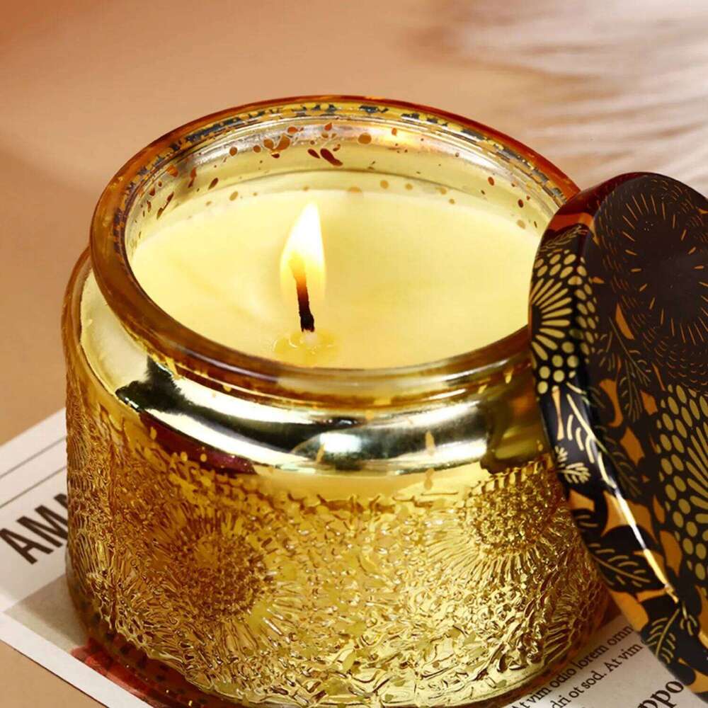Premium Box Glass Handmade Soy Wax Smokeless Creative Aromatherapy Candle Companion Gift W260304