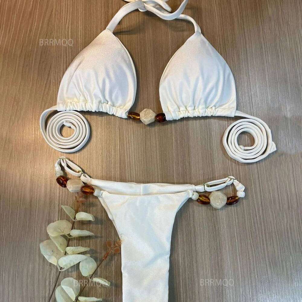 Push Up Bikinis 2025 Sexy Women Swimsuit Swimwear Female Solid Bikini Set Stone Biquinis Bathing Suit Swimming Suits Beachwear Y260303