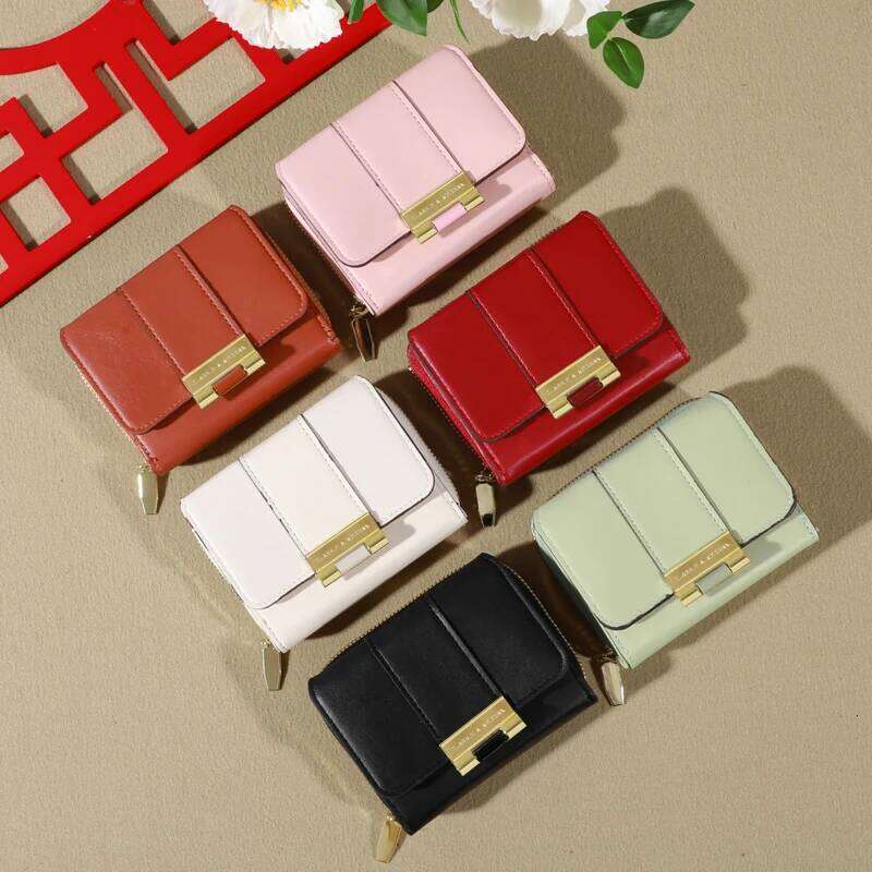 Women's Short Style New Korean Edition Simple and Fashionable Zero Wallet Buckle Zipper Multi Card Bag Small Squ C260304